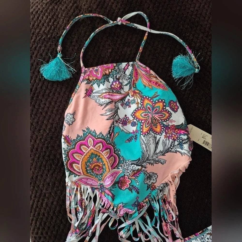 NWT Arizona‎ Jean Boho Coastal cowgirl boho Fringe Bikini Set Small and Medium